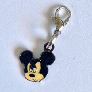 Vintage Mickey Mouse Clip Charm Bracelet Zipper Pull Backpack Purse Black Enamel